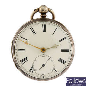 A silver open face pocket watch by A. Kenmuir.