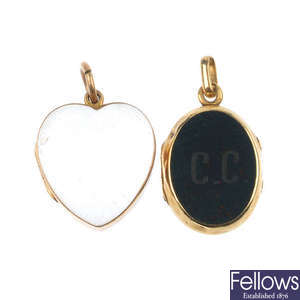 Two mid 19th century gold memorial lockets.