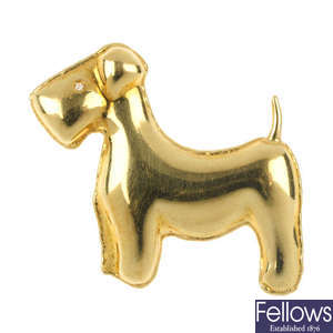 A diamond terrier dog brooch.
