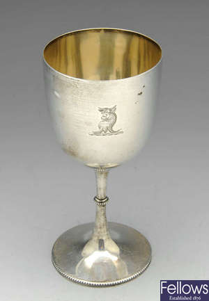 A late Victorian small silver goblet.