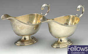 A pair of 1940's silver sauce boats.