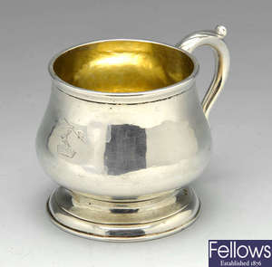 A George III silver christening mug by Hester Bateman.