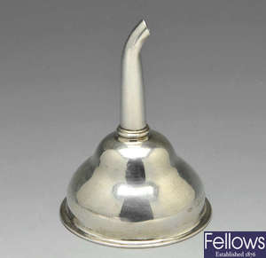 A George III Irish silver wine funnel.