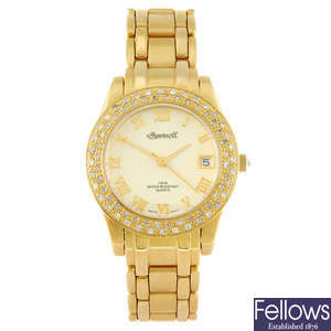 INGERSOLL - a lady's gold plated Diamond bracelet watch.
