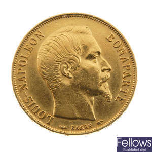 France, gold 20-Francs 1852. 