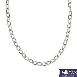 An 18ct gold diamond fancy-link necklace.