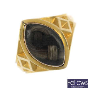 A late 19th century gold memorial ring.