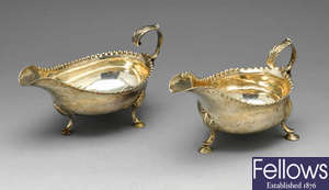 A George III matched pair of silver sauce boats.