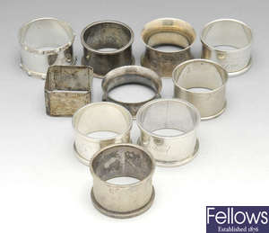 A selection of silver napkin rings.