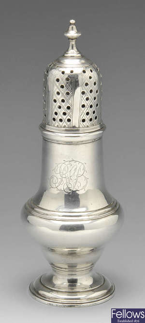 A George II silver caster.