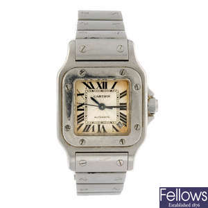 CARTIER - a stainless steel Santos bracelet watch. 