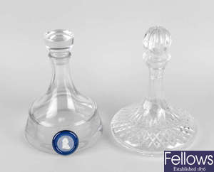 Two ship's glass decanters, etc.