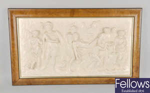 A 20th century  Wedgwood Queen's ware plaque, 'Death of a Roman Warrior'