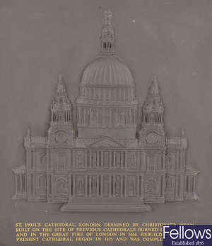 A 20th century limited edition Wedgwood black basalt plaque of St. Paul's Cathedral