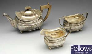 A George V three piece silver tea service. 