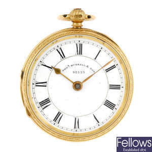 An 18ct gold open face pocket watch by Thomas Russell.