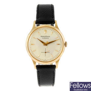 JAEGER-LECOULTRE - a gentleman's rose metal wrist watch.