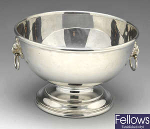 A modern silver footed bowl.