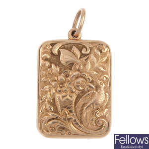 A late 19th century 9ct gold floral locket.