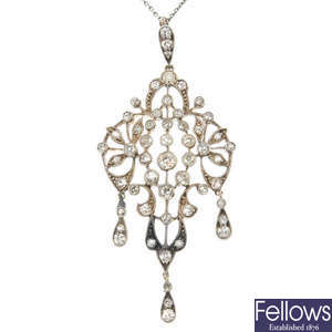 An early 20th century silver and gold diamond pendant.