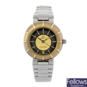 OMEGA - a lady's bi-colour Seamaster Dynamic bracelet watch with a lady's Longines bracelet watch.