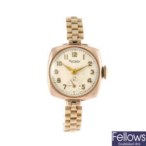 ROTARY - a lady's 9ct yellow gold bracelet watch.
