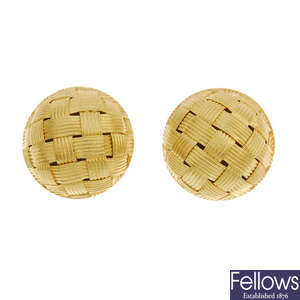 A pair of 18ct gold ear studs.