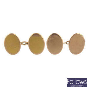 Two pairs of early 20th century 9ct gold cufflinks.