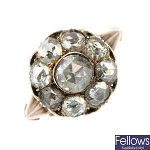 An early 19th century diamond cluster ring.
