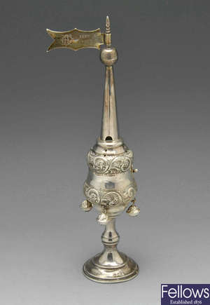 An early 20th century silver Spice tower with bells.