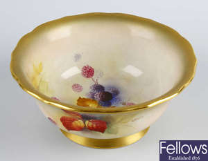 A Royal Worcester porcelain bowl painted by Kitty Blake
