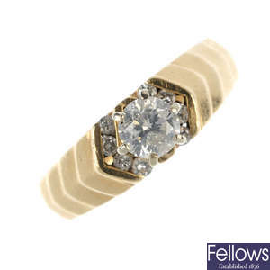 A 14ct gold diamond single-stone ring.