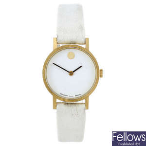 MOVADO - a lady's gold plated Museum wrist watch.