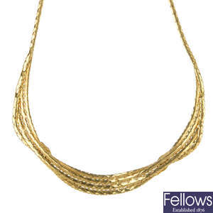 An 18ct gold necklace. 