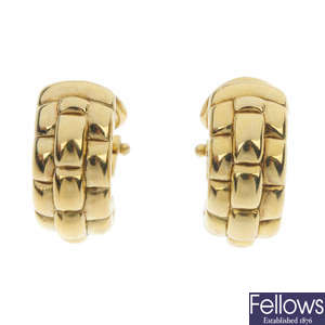 FOPE - a pair of 18ct gold ear hoops. 
