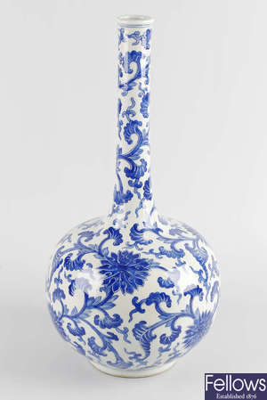An imposing Chinese Ming-style porcelain bottle vase