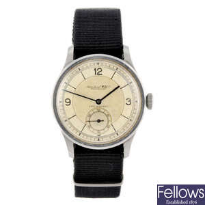 IWC - a gentleman's stainless steel wrist watch.