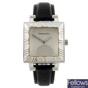 TIFFANY & CO. - a gentleman's silver Atlas wrist watch.