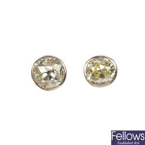 A pair of old-cut diamond collet ear studs.
