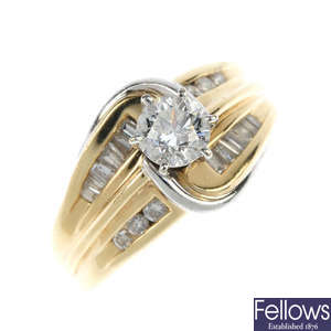 A 14ct gold diamond ring.