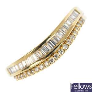 A diamond curved band ring.