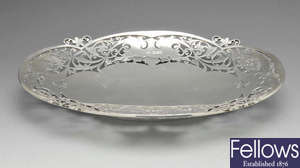 A 1940's oval silver dish. 