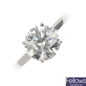A 9ct gold fracture-filled diamond single-stone ring.