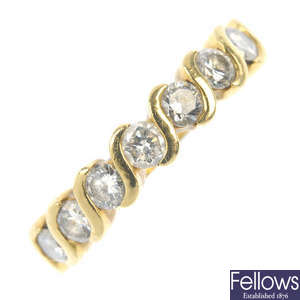 An 18ct gold diamond seven-stone ring.