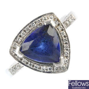 A tanzanite and diamond cluster ring. 