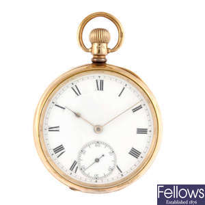 A 9ct gold open face pocket watch by Waltham