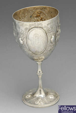 A Victorian silver goblet.