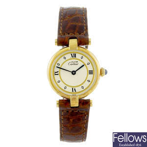CARTIER - a gold plated silver Must De Cartier Vendome wrist watch.