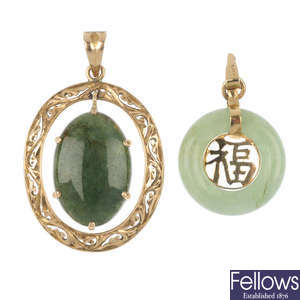 Two jade pendants. 