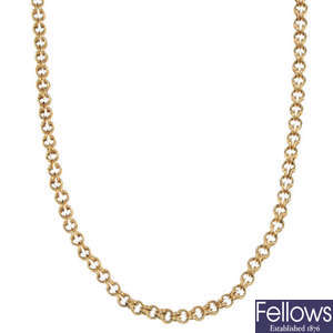 A 9ct gold fancy-link chain necklace.
